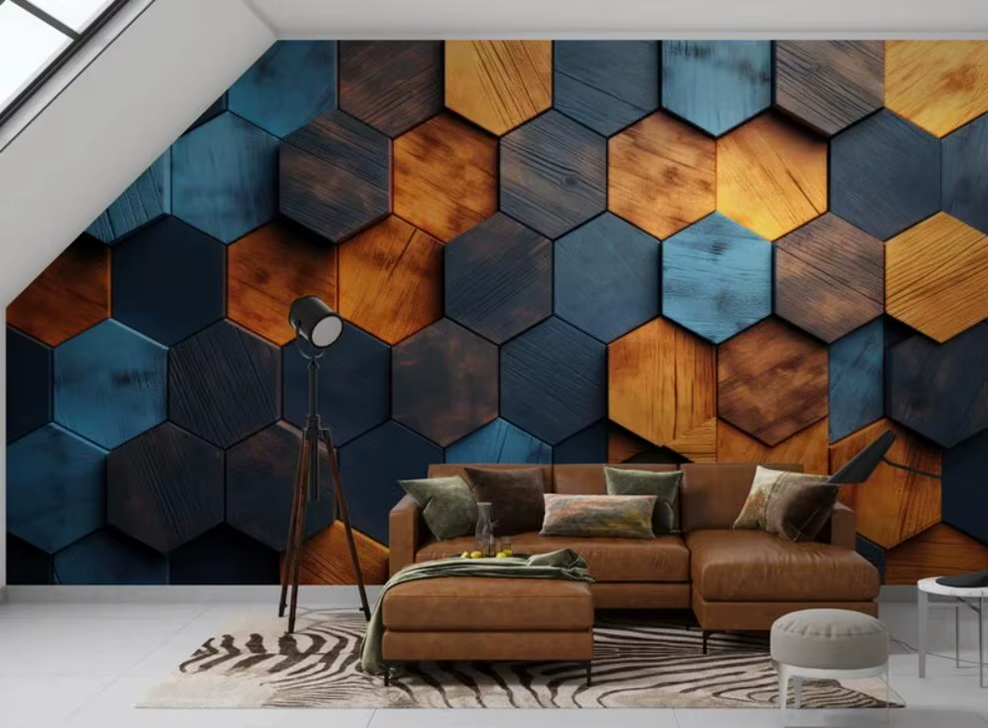 3D Wallpaper Colourful Hexagons